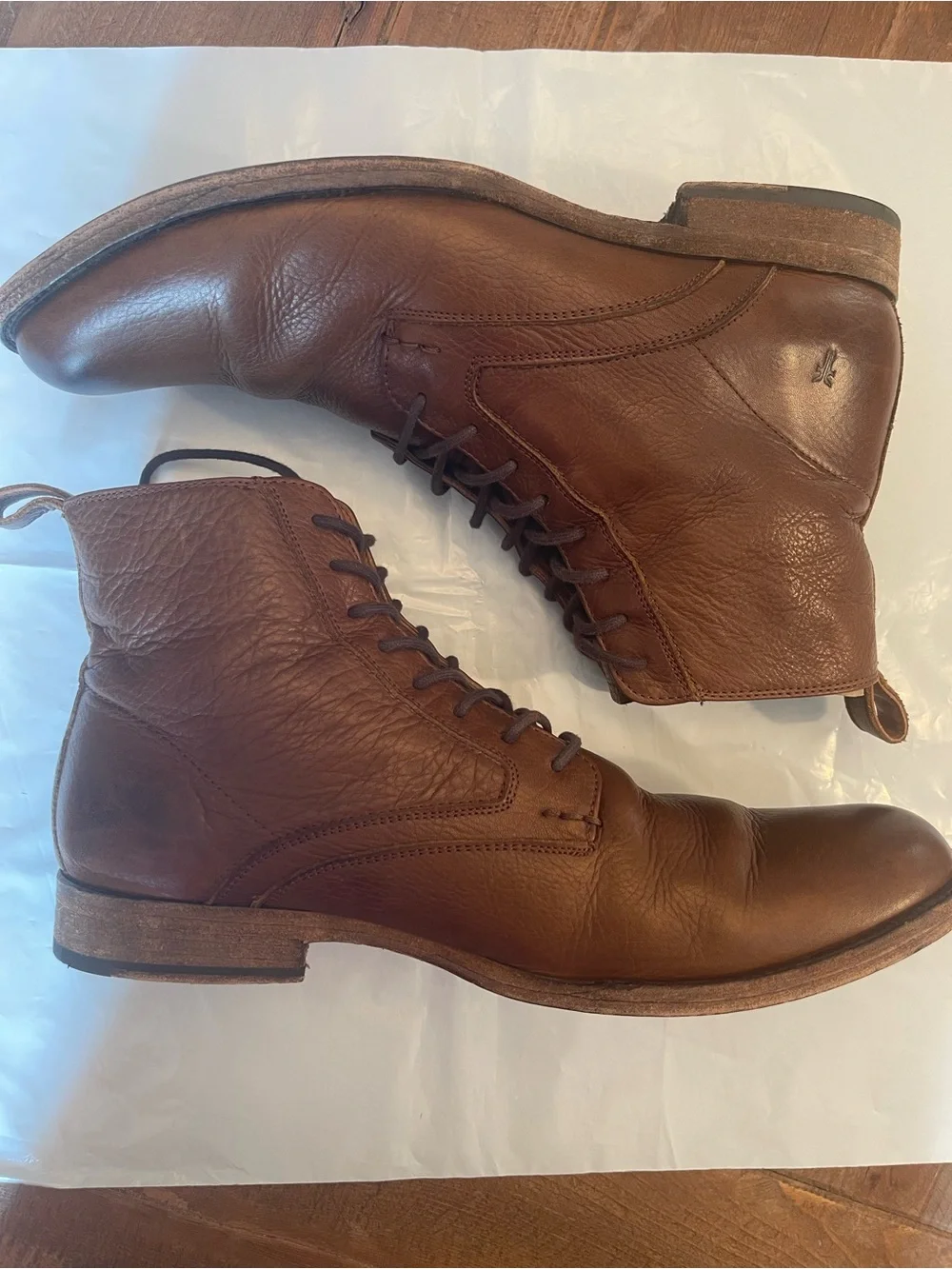 Frye Men's Phillip Lace Up Boots Cognac Leather Size 10.5D 3487883-COG